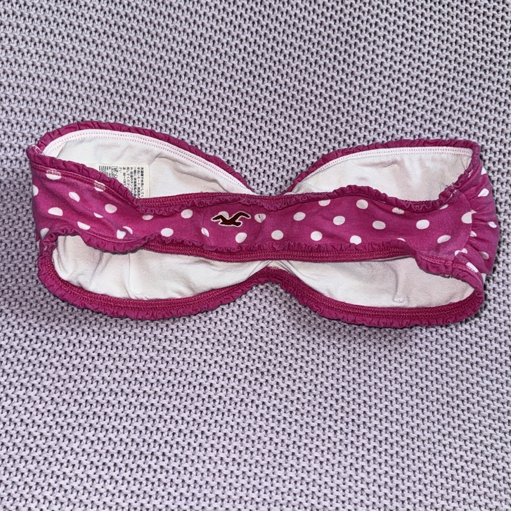 Y2k Pink and white polkadot Hollister strapless top - Picture 2 of 3